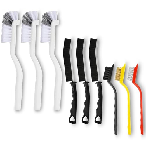 9 Pack Crevice Cleaning Brush Set, Hard Bristle Detail Brush