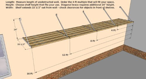DIY Rhino Shelf Universal Garage Shelves (16 Foot Length, 33.5" Deep) - Commercial Grade, Structural Kits for Handymen - Thumbnail 2