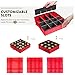 ZOBER All in One Christmas Ornament Storage Box & Decoration Container - Easy Access Removable Trays, Keeps 73 Ornaments - Adjustable Extent Area for Figurines and Pockets for Decoration - Red