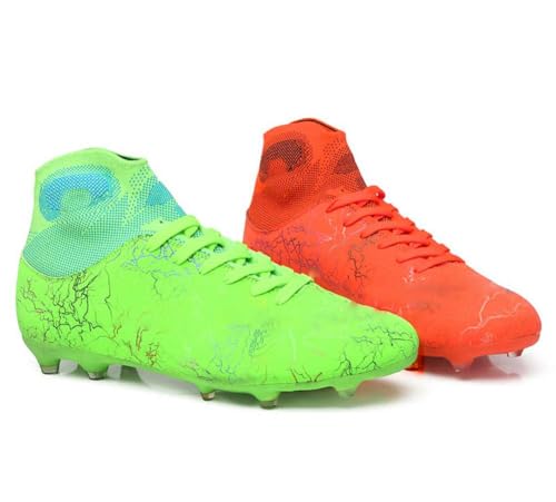 Unisex's AG Cleats Training Football Sneakers Sports Non-Slip Long Studs High-Top Soccer Shoes for Youth