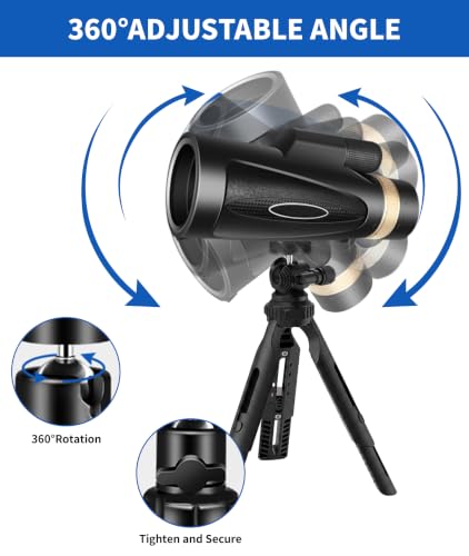 Image of Monocular Telescope 12X60 HD High Power with Smartphone Adapter Tripod Larger Vision Monoculars for Adults with BAK4 Prism & FMC Lens Suitable for Bird Watching Hiking Camping Wildlife-Black