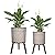Plant Pots with Stand 2pcs - Indoor Plant Stand with Pot, Planter with Holder, Indoor Outdoor Flower Pots with Drainage Holes