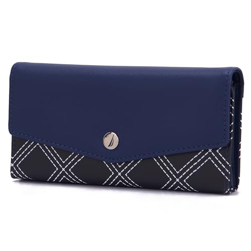 Image of Nautica Money Manager RFID Women's Wallet Clutch Organizer, Navy Blue