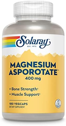 Solaray Magnesium Asporotate 400 mg | Aspartate, Orotate & Citrate Complex | Healthy Heart, Muscle, Nerve & Circulatory Function Support | 180 VegCaps