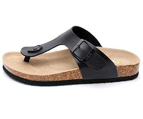 Image of WTW Men's Cork Footbed Sandals Slip on Beach Slide Slipper Shoes with Adjustable Metal Buckle Strap for Men Causal Style