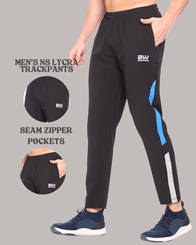 Image of Men's Ns Lycra Spandex Mixx Polyester Sports Trackpants with Both Side Zipper Pockets