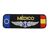 2 Piezas MEDICO Insignia de parche bordado militar español con respaldo de gancho