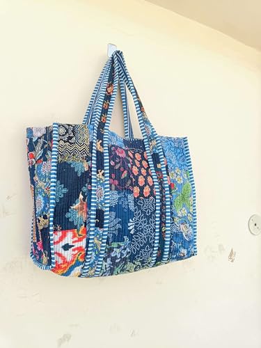 Image of Women's 100% Cotton Lightweight Shoulder Tote Bag with Interior Poeckt Casual Handbag for Women