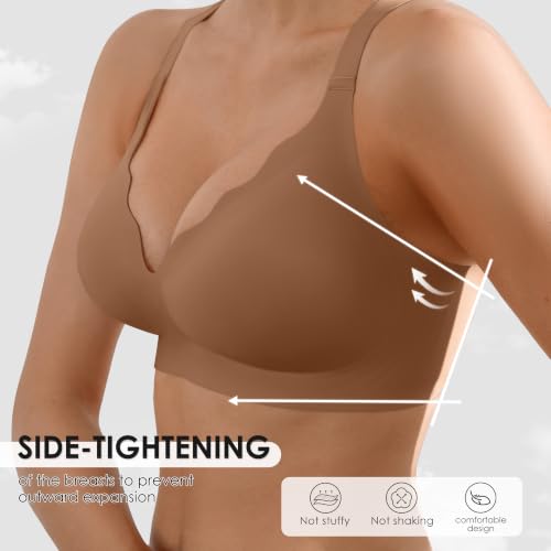 Image of Seamless Wireless Bra for Women with Support - No Underwire Full Coverage Push Up Comfort Bras - Back Fat Smoothing Bralette