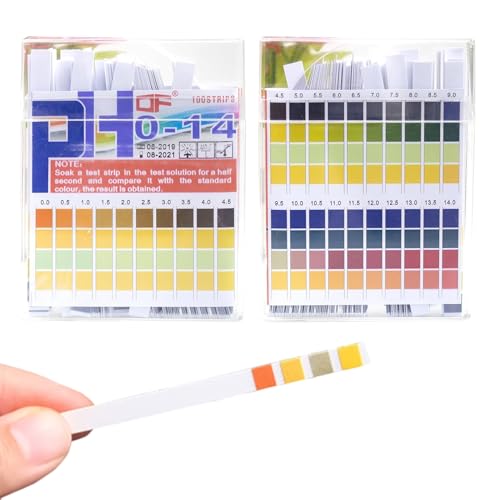 100 Stück PH Teststreifen,PH Wert Teststreifen,Vierfarbiges Säure Basen teststreifen,Lackmuspapier,Test Basen Säure Wasser,Messbereich (PH 0-14),Streifen Strips für zu Hause,Aquarien,Laboratorien