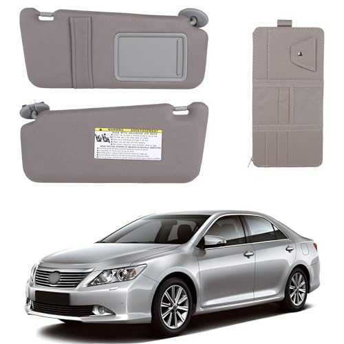 KruzeKraft Sun Visor Right Passenger Side Gray Fits for Toyota Camry 2007-2011 with Storage Bag Fits 74320-33E80-B0