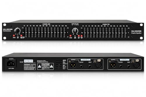 MUSYSIC Graphic Equalizer for Home Audio 15 Band Stereo Equalizer Rack Mount EQ Digital Equalizer Home Audio Spectrum Analyzer DJ Equalizer Professional Sound System w/1-Year Warranty MU-EQ15B