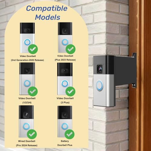 Image of Doorbell Mount Compatible with Ring Doorbell, Extends Doorbell Mount for Brick Wall, Better Visibility and Angle Designed To Fit Compatible with Some Ring doorbell models (1-1 /4 inch)