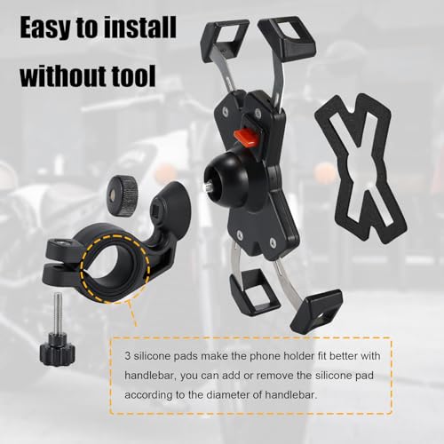 Image of GARGOYLE BELLS Motorcycle Phone Mount Bike Phone Holder for Bicycle Scooter Universal Motorcycle Handlebar Cell Phone Clamp for iPhone /Galaxy 4.92 inch-6.7 inch Smartphones (Black, 2Packs)