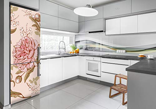 Pegatinas de peonías para refrigerador 60x180 cm que decoran su cocina 3