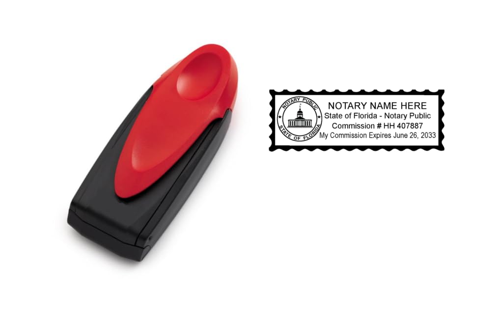 Florida Notary Stamp | Hubco Red 9413 Mobile Pocket Stamp with Florida State Seal Image