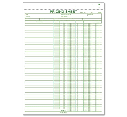 Pricing Sheets, 250/Pk