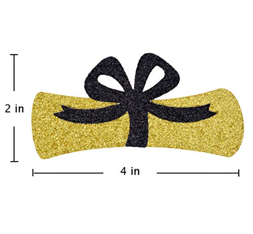 Image of Qttier 12pcs Diploma Confetti, Big Size 4 inches Gold & Black Glitter | Congrats Grad Party Decorations Graduation Table Decor Class of 2026 High School College Grad Party Supplies