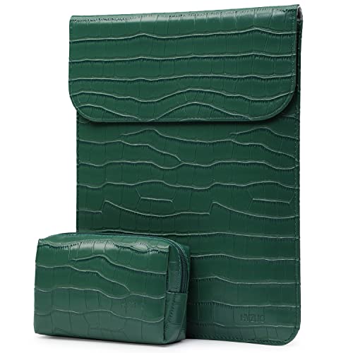 HYZUO 13 Pulgadas Funda para Portátil para MacBook Air 13 M4 M3 M2 M1 2025 2018, MacBook Pro 13 M2 M1, Surface Pro 11/10/9/8/X, Estuche con Bolsa Pequeña, Cocodrilo Patrón Verde