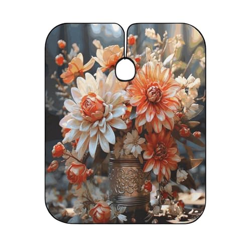 Capa de peluquería flores naranja para adultos miniatura 6