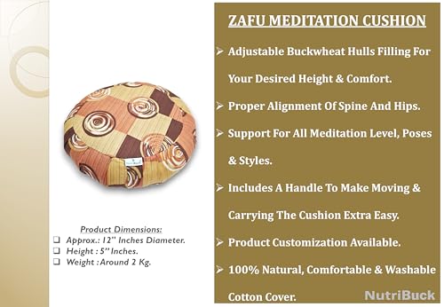 Image of Buckwheat ZAFU Meditation Cushion Filled with Buckwheat Hulls (RUSTY YELLOW & ORANGE MIX)
