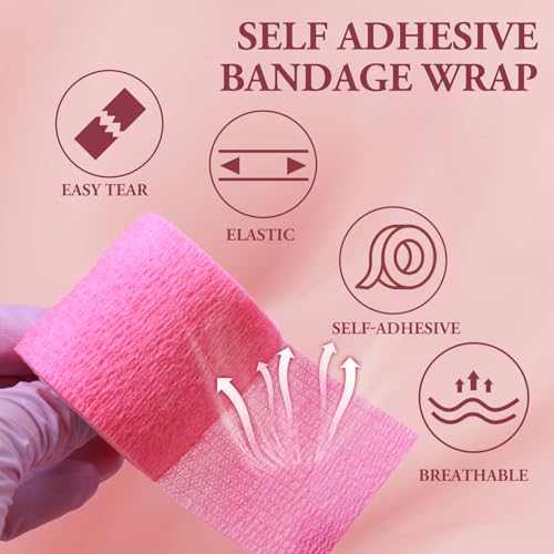 INKin Capas grandes para máquina de tatuagem rosa com fita autoadesiva, 200 peças de capas de caneta