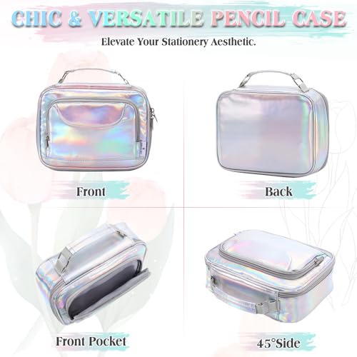 Image of VX VONXURY Large Pencil Case, 54-Slot Colored Pen Pouch 2 Removable Sleeves | Cute Zipper Pencil Bag Organizer, Top Handle, Front Zip Pocket, Durable Fabric for Art Supplies Markers School Travel College