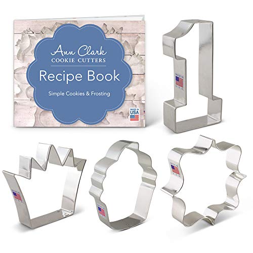 Ann Clark Cookie Cutters 4-Piece First /1st Birthday Cookie Cutter Set with Recipe