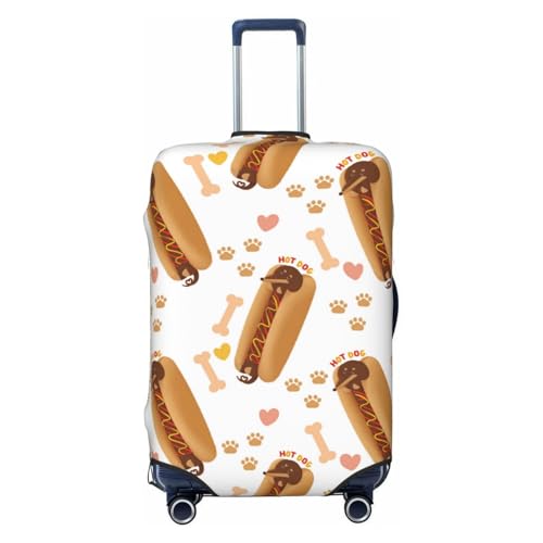 Luggage Cover Protector Suitcase Cover - Funny Dachshund Hot Dog Print Santi-Scratch Uitcase Covers for Luggage