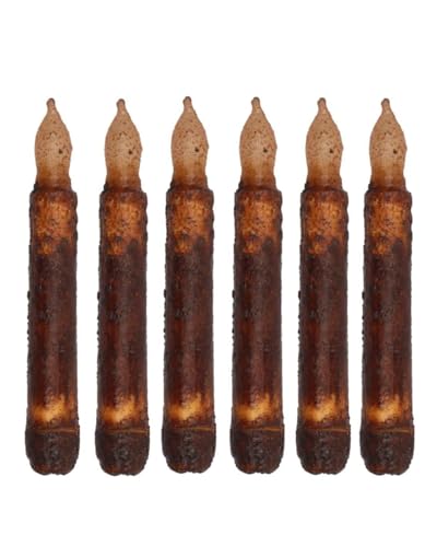 Taper-Primitive-Candles-with-Timer-6pcs-Real-Wax-Hand-Dipped-Battery-Operated-Flameless-Candles-for-Christmas-Halloween-Home-Decor-Church Taper Primitive Candles with Timer 6pcs Real Wax Hand Dipped Battery Operated Flameless Candles for Christmas Halloween Home Decor Church