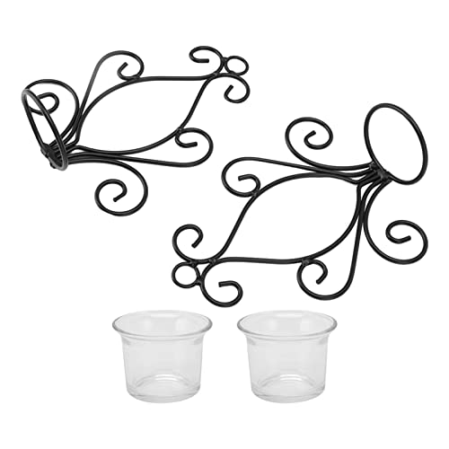 Candle Holder Wall Sconce, 2 Sets European Iron Candle Holder Wedding Swirl Iron Art Pattern Sconces Wall Mounted Manual Welding Mounted for Living Room Bedroom