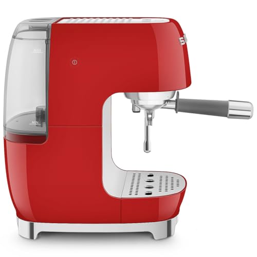 Image of Smeg Cold Brew Coffee Machine, Original Italian Brand, Patented Smeg Red Color, Live the Barista Exeprience, Professional Steam Wand for Creamy Milk Drink, Pressure Monitor, ECF03RDEU