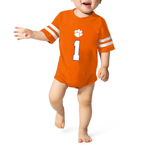 Little King College Football #1 Infant Jersey Game Romper-Clemson -Orange-6 Months