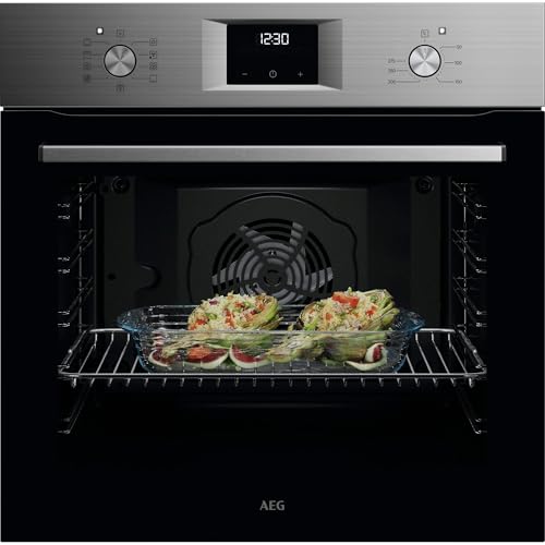 AEG Horno Multifunción OU5AB20SM, 72 L, Limpieza Aqua Clean, 9 Programas, Función Grill, SurroundCook, Pantalla LED, Cocción Multinivel, Inox Antihuellas