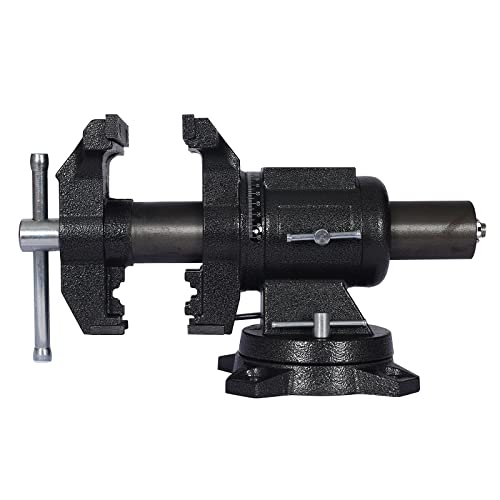 Image of 5-Inch Multi-Jaw Rotating Bench Vise, 360-Degree Swivel Base and Head, Multipurpose Clamp-On Vise for Versatile Use (BLACK)