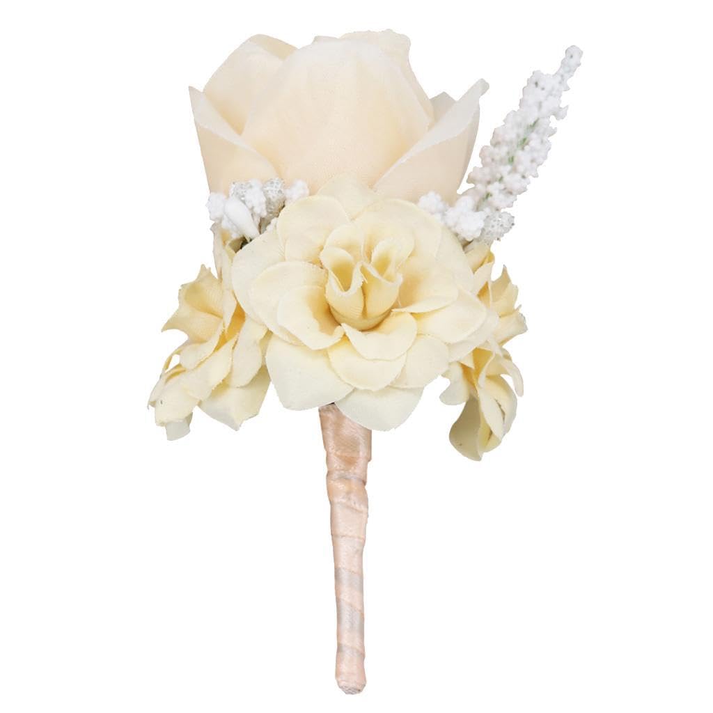 Auyxssz Men's Champagne Wedding Boutonniere Handmade Captivating Silk Flower Accessory Wo At Quinceaneras Proms And Special Events Bridal Bouquet Boutonniere Prom,