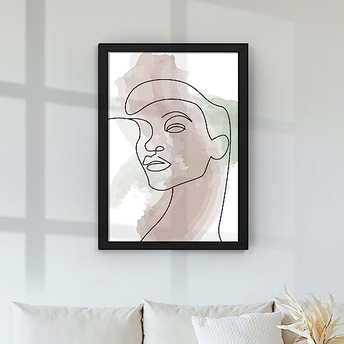 Image of Ritwika's Abstract Wall Art Of Outline Of Women Portrait Water Color Painting With Black Frame For Home Office Decor | Multicolored | Size 9.5 x 13.5 Inch, Set of 1 (02 - WOMEN)