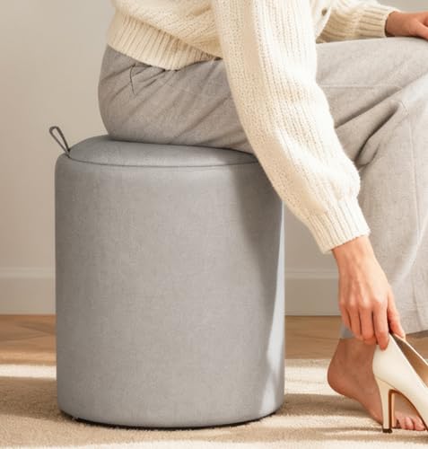 Zedelmaier Sitzhocker mit Stauraum Fußhocker mit Aufbewahrungsbox Hocker Sitzhocker mit Deckel aus Massivholz Couchtisch für Wohnzimmer Schlafzimmer Eingangsbereich 32 x 38 cm Hellgrau