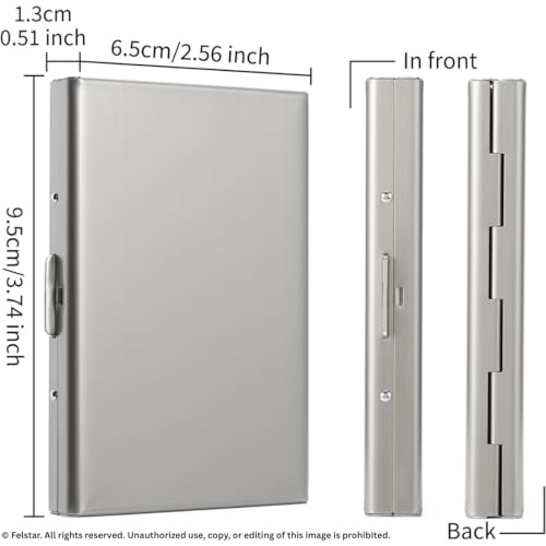 Image of FELSTAR Customized /Personalized Name Engraved RFID Blocking Metal Smart Credit /Debit ATM Card Holder Wallet 6 Slot Holds 10-12 Cards for Men and Women Gift (Silver Customised)