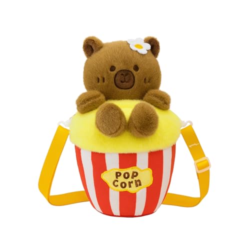 Popcorn Purse Cute Plush Capybara Purse Novelty Food Purses Crossbody Shoulder Bag Zipper Strap Gift Women Kid