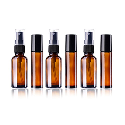 RTWAY Small Glass Empty Bottles with Stainless Steel Roller Balls Spray Bottles Set
