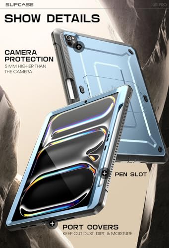 SUPCASE for iPad Pro 13 Inch Case M4 2024 7th Generation with Pencil Holder (Unicorn Beetle Pro), [Built-in Screen Protector & Stand] Full-Body Rugged Cover for iPad Pro 13 Inch M4 2024 7th Gen,Arctic