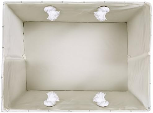 Foldable White Canvas Storage Basket - Rectangle Fabric Basket with Grey Stars  Perfect for Household Storage, Fabrics or Toys. Size: W42cms x D32cms x H28cms