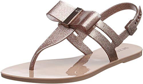 Zaxy Glaze Sandal Bow, Sandalias con Tira de T Niñas, Rosa con Purpurina, 35 EU