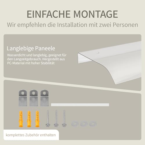 HaiYiZuhause Transparentes Vordach, Patio Tür Fenster Markise Baldachin, Polycarbonat Blatt transparente Markise für Haustür, Veranda Patio Dach (Transparent, 100 x 40cm)