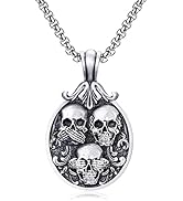 Amazon.co.jp: Rockyu 人気 ブランド ドクロ ネックレス メンズ