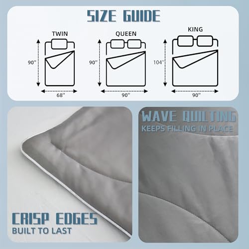 DOWNCOOL Cooling Comforter Twin Size, Grey Cooling Blanket for Hot Sleeper - image 5