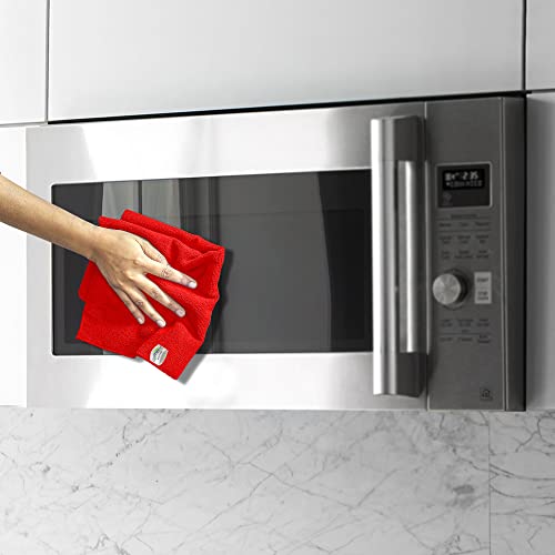 Image of SOFTSPUN Microfiber Cleaning Cloths, 50X50 cms 5 pcs Towel Set 340 GSM Red! Highly Absorbent Lint and Streak Free Multipurpose Wash Cloth for Kitchen Car Window Stainless Steel Silverware.