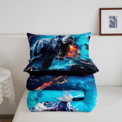 Image of Feelyou Jungle Dino Dinosaur Comforter Set Queen Size Kids Duvet