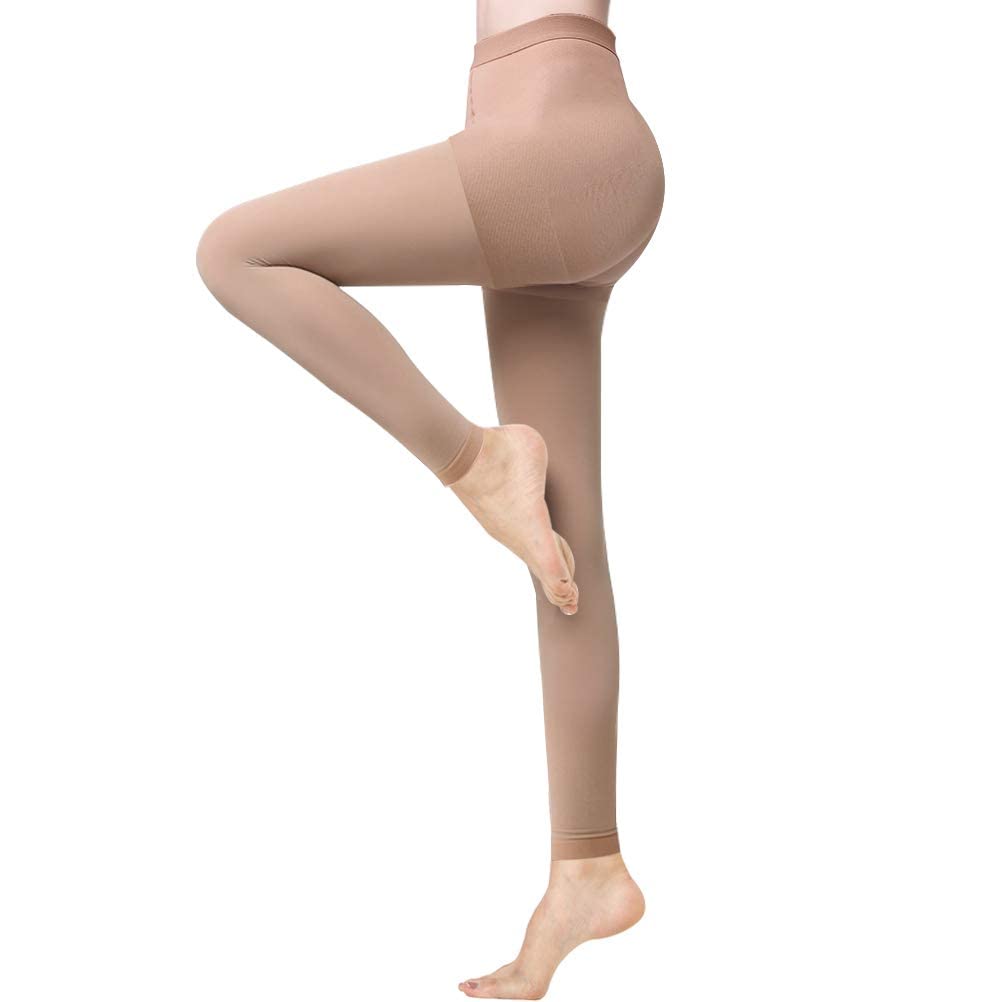 Medias de compresión médicas para mujer 20-30 mmhg, medias de compresión opacas, manguera de apoyo graduada para venas vercosas edema presión gradiente, XL, Color beige.